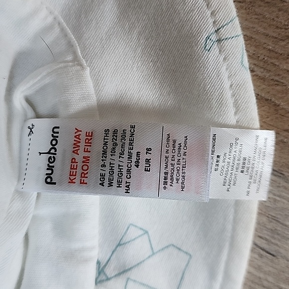 Pureborn Baby Sun Hat 9 - 12 M - Picture 2 of 2